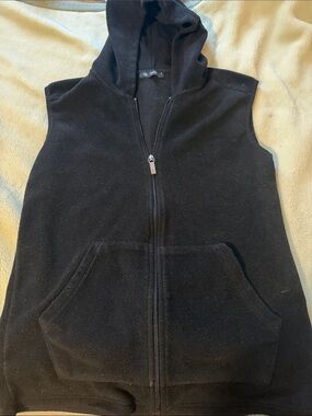 Black Sleeveless Zip-Up Hooded Vest Size Small